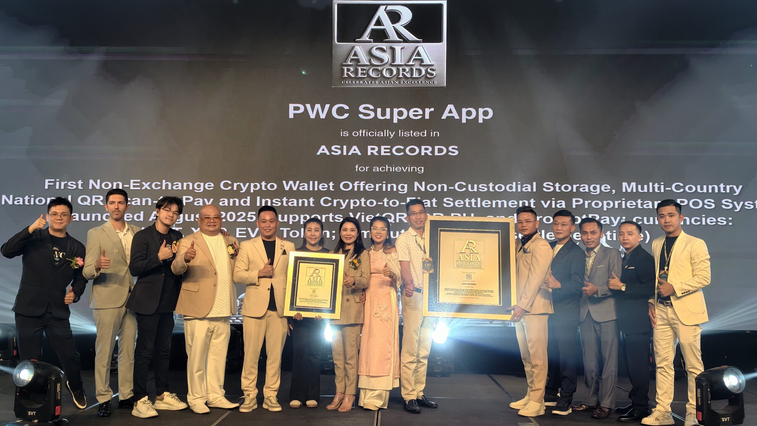 PWC Super App 荣获 ASIA Records 认证 率先推出集非托管加密钱包、跨国国家级 QR 扫码支付与即时加密货币兑法币结算于一体的超级应用